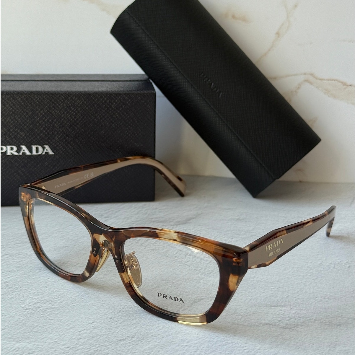 New Prada Pr B11vd Tortoise Brown Cat Eye Eyeglasses Frames